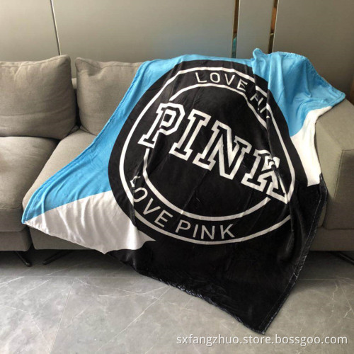 MOQ 50 soft flannel fleece love pink luxury designer logo name sublimated print custom blanket